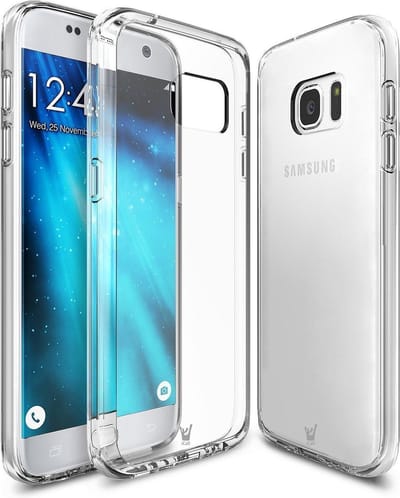 Hoesje geschikt voor Samsung Galaxy S7 Edge - Hardcase met Soft Siliconen TPU Zijkant Transparant Hoesje