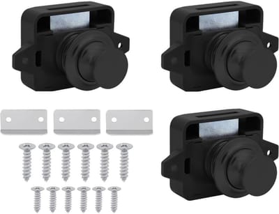 3x Drukknop Slotjes voor Kastlade en Caravan - Keyless Drukslot Zwart