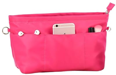 Handtas organizer - Maat S - 21,5*8*17 cm - Handtas organizer - Nylon boodschappentas organizer - Organizer - Boodschappentas met sleutelring en ritssluiting - Reis organizer - Make-up organizer - Make-up tas - Draagbare organizer - Binnenvak