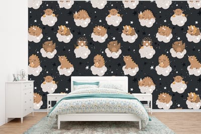 Behang - Fotobehang Patroon - Jongens - Dino - Kinderen - Breedte 320 cm x hoogte 240 cm