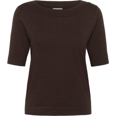 Kaffe KAlizza boatneck solid Pullover Dames Trui - Coffee Bean