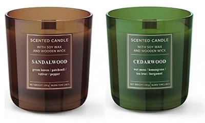 Set van 2 Geurkaarsen in Glas - Cedar en Sandelhout - Duurzaam en Decoratief