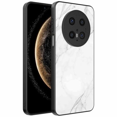 Geschikt voor Huawei Mate 70 Telefoonhoesje met Wit Marmer Opdruk - TPU Backcover Case White Marble Design - Zwart - Smartphonica geschikt voor Huawei Mate 70