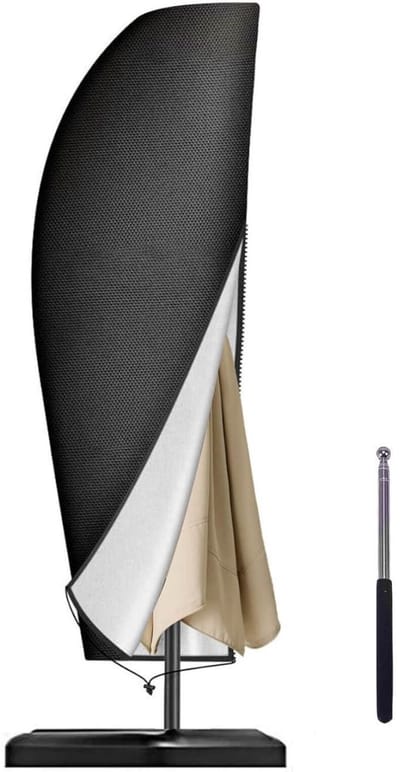 GELLDG Hoes Tuinparasol - Waterdichte Beschermhoes - Geschikt voor Zijarmparasols - UV-bestendig en Winddicht - Duurzaam Oxforddoek - Incl. Telescopische Stang en Rits - 265x50 cm