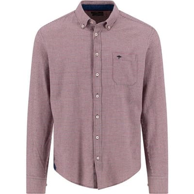 Fynch-Hatton Overhemd Mini Houndstooth Check Garnet Red / male