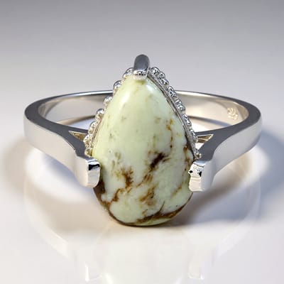Cavill - Zilveren ring - 925 Sterling zilver met 2,36 ct Braziliaanse Magnesiet peervormige cabochon - elegante damesring maat 17