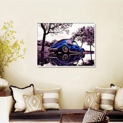 Diamant schilderij schilderachtige ronde auto diamant borduurwerk volledige nieuwe aankomst foto van steentjes 20X30CM black