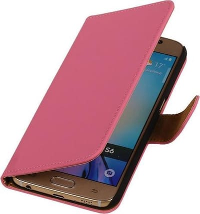 Roze Effen Booktype Samsung Galaxy S7 Plus Wallet Cover Hoesje