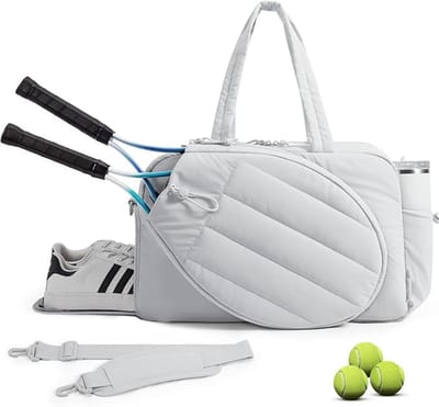 Geweo Tennistas - Eén Schouder -Tenniszak - Sporttas - Badminton - Dames - 48 x 19 x 31 cm - Geschikt voor picklebal en tennis - grijs