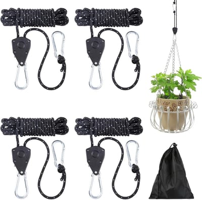 4-pack verstelbare touwratel, 4 m scheerlijnen met kabelspanner, reflecterend, licht scheertouw, tentkoord, campingratel tenttouw voor kampeertenten, luifels, ophanging (zwart)| Cyslmuk®