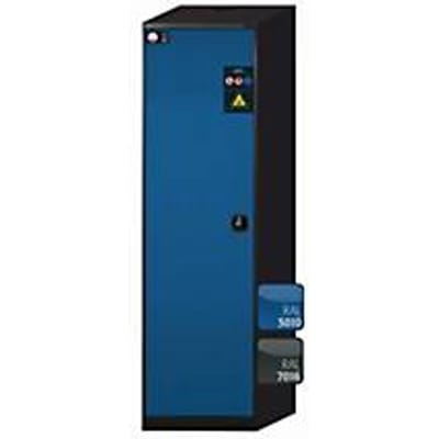 asecos CS-CLASSIC chemische opslagkast, scharnierende deur, links scharnier, gentiaanblauw front, B 545 x D 520 x H 1950 mm