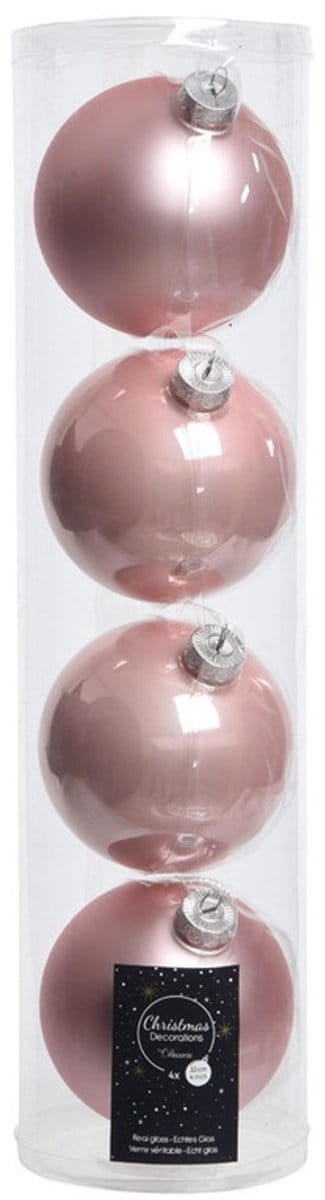 12x Lichtroze glazen kerstballen 10 cm - Mat/matte - Kerstboomversiering lichtroze