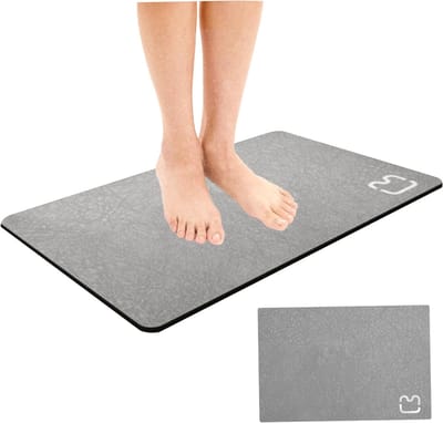 Diatomiet Badmat - Absorberende Mat - Snelle Droging Badkamer - Antislip Rubber Rug - 50x80 cm - Grijs