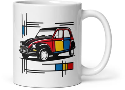 De2pktjes - Mok Citroën Dyane Mondriaan – Een vrolijke klassieker in kunstzinnige kleuren