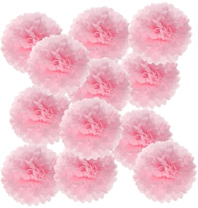 14 inch zijdepapier pompons, 12 stuks pompons papier bloemen bal tissuepapier bloemen voor bruiloft bruidsdouche verjaardag vrijgezellenfeest achtergrond decoratie, roze