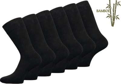 6 paar SQOTTON® Bamboe sokken - Naadloos - Heren & Dames - Zwart - Maat 39-42