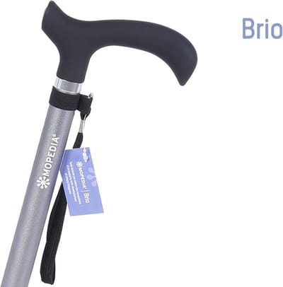 Moretti Aluminium Wandelstok - Lichtgewicht & Verstelbaar - Loopstok - Wandelhulp - Derby Handgreep - Grijs