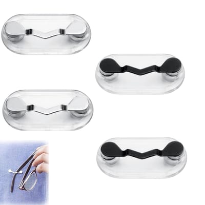 4 stuks - Magnetische brillenhouder - Magnetisch bril clip - Brilhouder Magneet - Brillenaccessoires - ID-kaarthouder - Brilhouder - brillenhouder - voor brillen, zonnebrillen, leesbrillen, ID-kaarten, ID-badges - 43*23*11 mm - zwart, zilver