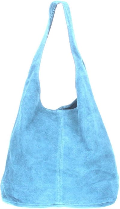 Licht Blauwe Suède Schoudertas Lili - Handtassen - Shoppers - Ruime Suède dames tassen - Licht Blauw