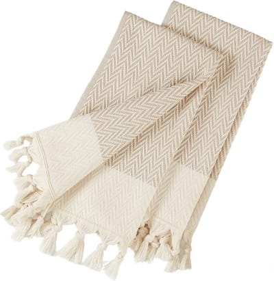 Set van 2 Keukendoeken 100% Katoen Beige - Luxe Vaatdoeken 35x75 cm