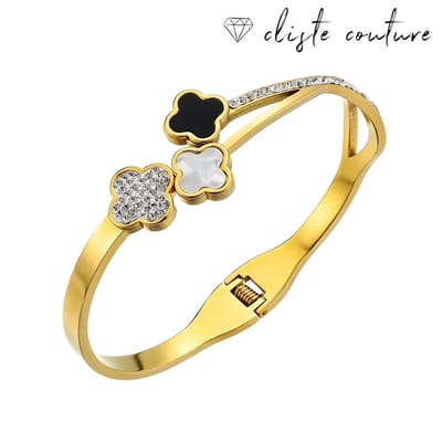 Cliste Couture - Kylie Clover Armband met Cubic Zirkoon - 18k Verguld - Roestvrij staal -Armband dames - Waterproof - Sieraden voor vrouwen - cadeau - Verstelbaar