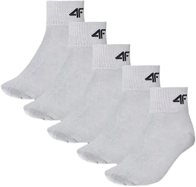 4F Kinder Sokken Set (5 Paar) - Unisex Ankelkousen - Maat 35/37 EU - Grijs - Hoogwaardig Katoen voor Comfort en Duurzaamheid