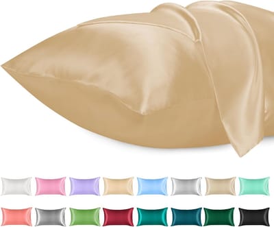 Famanu – 2 Pack Satijnen Kussenslopen - Standaard Formaat Zacht Effen Kleur Microfiber Satijnen Kussensloop - Envelop Sluiting Kreukvrij Vervagingsbestendig Ademend - Lichtgrijze
