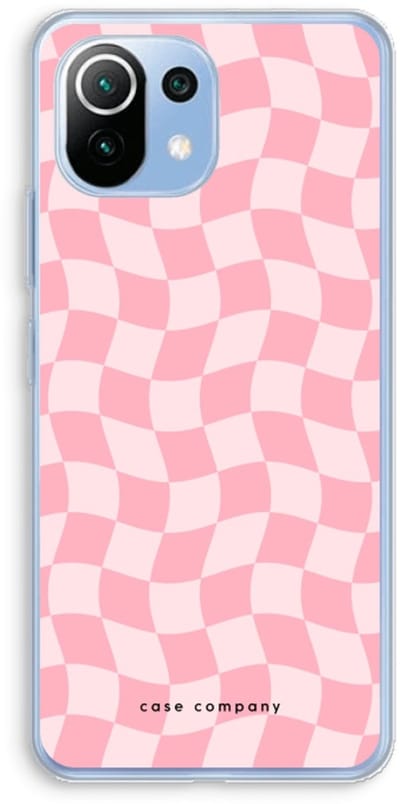 Case Company® - Hoesje geschikt voor Xiaomi Mi 11 Lite hoesje - Grid Roos - Soft Cover Telefoonhoesje - Bescherming aan alle Kanten en Schermrand