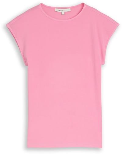 Tom Tailor Denim - Slim fit T-shirt met ribstructuur - Maat XXL - Soft Blush Rose