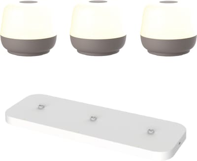 Luxus Europe - Tafellamp Naxos Taupe - Draadloze Tafellamp Buiten - Set van 3 - Oplaadbaar - USB-C - Dimbaar - Warm Wit - Waterbestendig