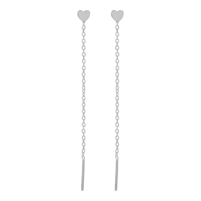 Essentialistics - Stud doortrek oorbellen hartje - Nikkelvrij - Zilverkleur - Stainless steel (verkleurt niet)