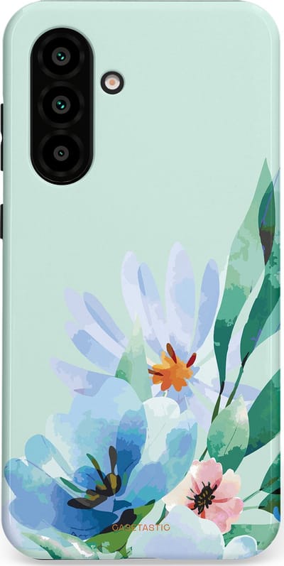 Casetastic hoesje geschikt voor Samsung Galaxy A36 / Samsung Galaxy A56 - Dubbellaagse bescherming - Lente schildering - Fashion Case - Lichtgrijs Lichtblauw Mintgroen