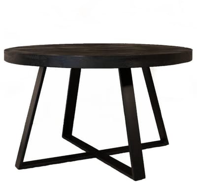 Salontafel rond mangohout Teun zwart side table industrieel bijzettafel mango hout
