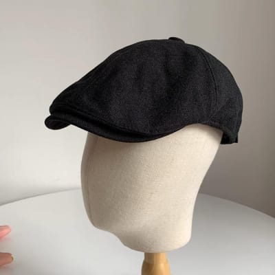 Zomerse Pet voor Dames Katoen en Linnen Ademend Retro Koreaanse Versie Britse Baret Mannen Dragen Pet M（56-58cm） black