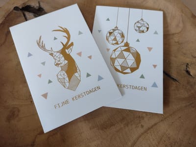 10 luxe kerstkaarten - 2 x 5 luxe Kerst kaarten - 2 Dessins - Trendy - Wenskaarten in box 10 st - Sleeve box - Fijne kerstdagen