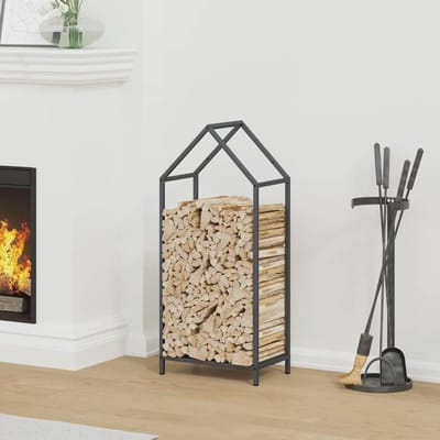 Houtrek Staal - Houtopslag - Open haard - Verbeterde droging - 40x25x90 cm - Antraciet