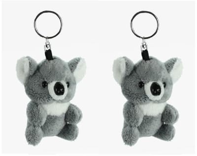 Cornelissen Pluche Koala knuffel dier - 6x stuks - sleutelhanger - grijs - 10 cm - kleine knuffels - om aan tas je hangen