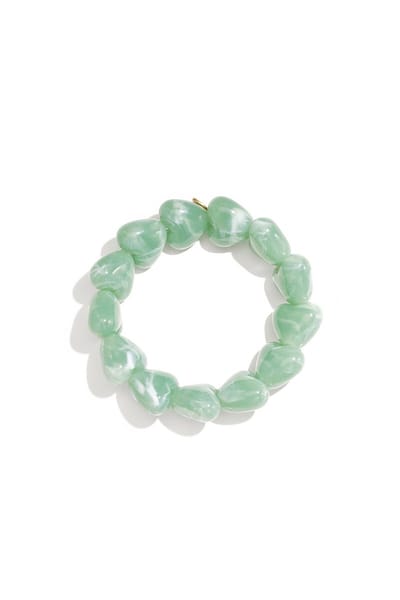 Kralen armband met grote harte kralen - Lichtgroen - Verkleurt niet - Cadeau - Goudlief.nl