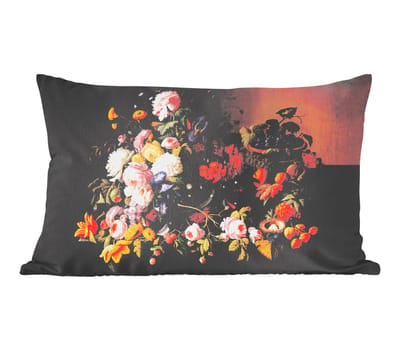 Sierkussens - Kussentjes Woonkamer - 60x40 cm - Stilleven met bloemen en fruit - Kunstwerk - Oude meesters