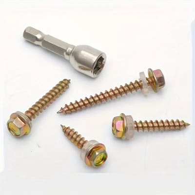 100x Verzinkte Zeskantige Houtboor Zelftappende Schroeven L. 3 cm– Ideaal voor Bevestiging van Cortenstaal in de Tuin! Zeskantige Zelftappende Schroeven voor Hout, Verzinkte Boor Houtschroeven, Zeskantige Schroeven Cortestaal