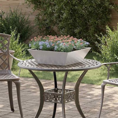 Metalen Bloempot - Plantenbak Staal - Tuin Decoratie - Trapeziumvorm - 50 x 50 x 15 cm - Zilverkleurig
