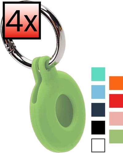 Hoesje Geschikt voor Apple AirTag 2 - Sleutelhanger Houder Siliconen Hoes - Hoes Geschikt voor Apple AirTag 2e generatie Hoesje - Lichtgroen - 4 PACK