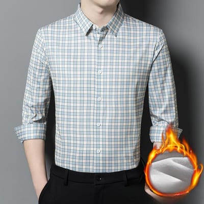 Herfst en Winter Nieuwe Mannenkleding Gewatteerd Shirt met Lange Mouwen Jongens en Mannen van Middelbare Leeftijd Gewatteerd Shirt 4XL white