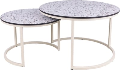 MaximaVida ronde salontafel set Lucca XL 75 en 58 cm ivoor – HPL terrazzo look