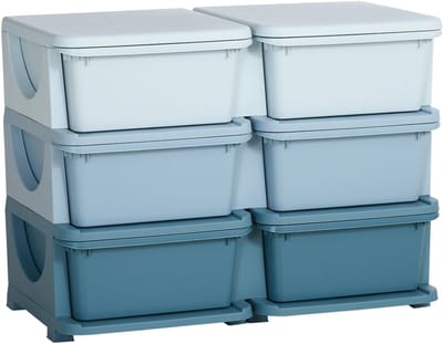 HOMCOM - Speelgoedkast - met Afgeronde randen - 6 laden - Blauw