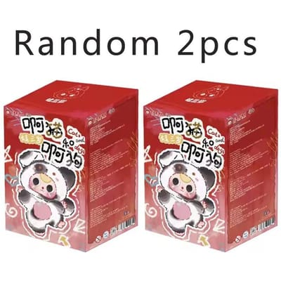Boîte Surprise Série Trois Chats et Chiens Bébé Poupée en Vinyle Authentique Pendentif Peluche Mignon Décoration Figurines Cadeau d'Anniversaire Pour Fille random face eyes