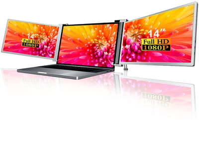 Lipa HDR-75 Triple Portable monitor Full HD - Extra beeldscherm laptop - Tri-screen- Triple monitor - 1 Kabel model ook voor Macbooks en Windows - Plug & Play - Voor schermen tussen 14 en 17.3 inch - 60 Hz - HDR en IPS - 2x 14" - Met Draagtas