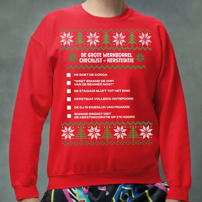 Kerst Trui Rood Kerstborrel - De Grote Werkborrel Checklist Kersteditie V2 XS