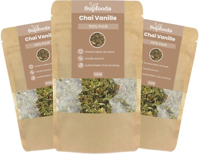 Chai Vanille - 100% Puur - 500gr - Perfect als Losse Kruidenthee of Chai Latte - Chai Mix met Groene Mate, Ceylon Kaneel, Kardemom en Vanille Extract
