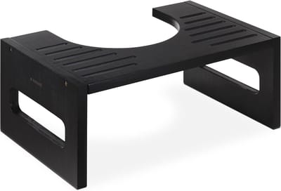 Toiletkrukje Bamboe - WC Krukje - Betere Houding - Antislip Oppervlak - 43.5x43.5x18.3 cm - Zwart